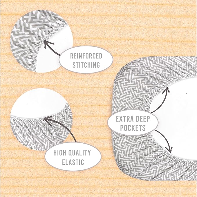 2 Pack Organic Bedside Bassinet Sheets Compatible with Mika Micky, Baby Delight, Dream On Me, AMKE and Other Bassinet Mattress Pads Size Between 17-21 in Width, 29-33 in Length, and 1.5-4 in Thick