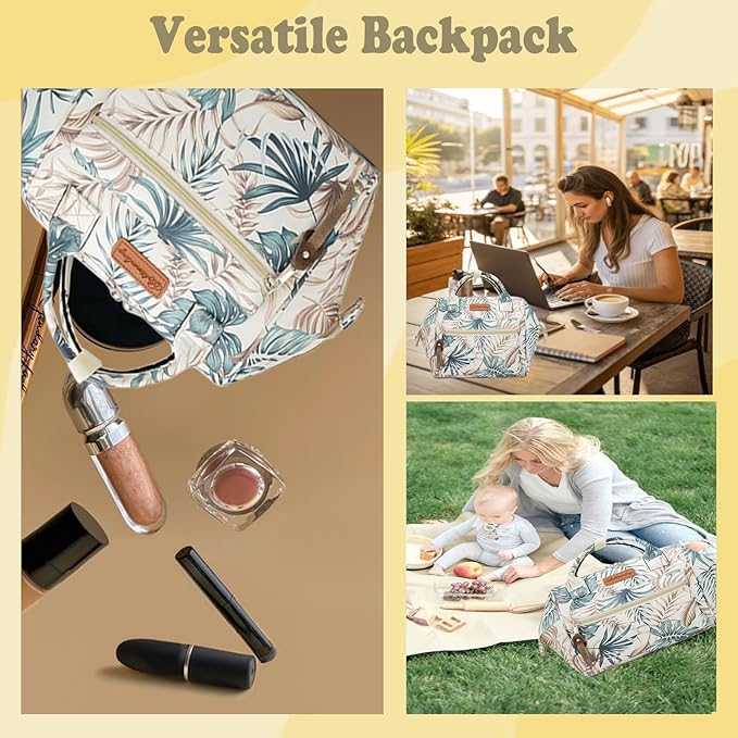 Small Diaper Bag-Mini Diaper Bag Backpack Crossbody Baby Diaper Tote Bag with Insulated Pocket(Green Leaf Jungle)