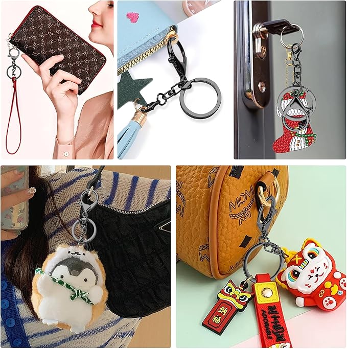 10 Pack a Set Metal Lobster Claw Clasps and Key Rings, Key Chain Accessories, Keychain Making kit for Keys, Art Crafts, Jewelry Making, Gunmetal