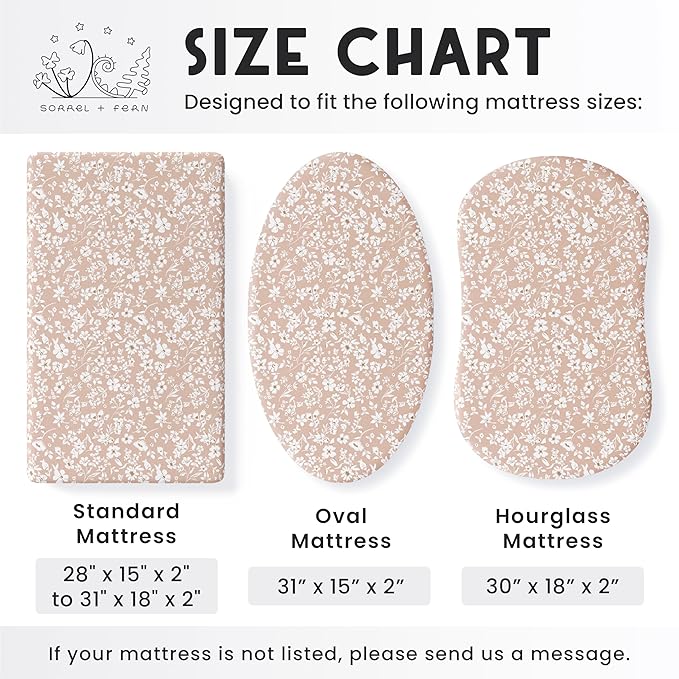 Baby Bassinet Sheets Girl (Fleurette) 2-Pack - Fitted Bedside Bassinet Sheets - Buttery Soft Cotton Blend for Standard Mattress Pad - Compatible with Halo BassiNest