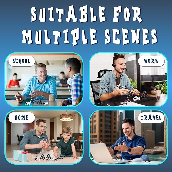 Cevioce 6 PCS Magnetic Ring Fidget Toys Set,ADHD Anxiety Magnetic Finger Spinner Pack for Teens Adults and Kids,Coolest Magnet Stress Relief Toy Birthdays Gifts for 8+ Year Old Boys Girls Present