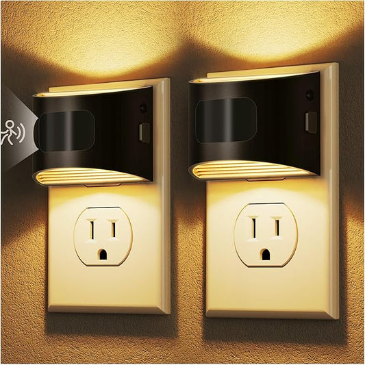 DORESshop LED Night Light[2 Pack], Night Lights Plug into Wall, 3 Mode Plug in Night Light with Motion Sensor, Dusk to Dawn Sensor, Nightlights for Adults, Bedroom, Bathroom, Hallway
