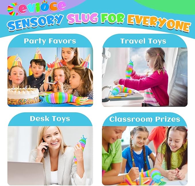 Cevioce Sensory Slug Fidget Toys,Fidget Slug Toys for Adults & Kids Party Favors,1 PC Cute Autism Sensory Toys for Autistic Children,Toddler Christmas Stocking StuffersTravel Toys for 3+