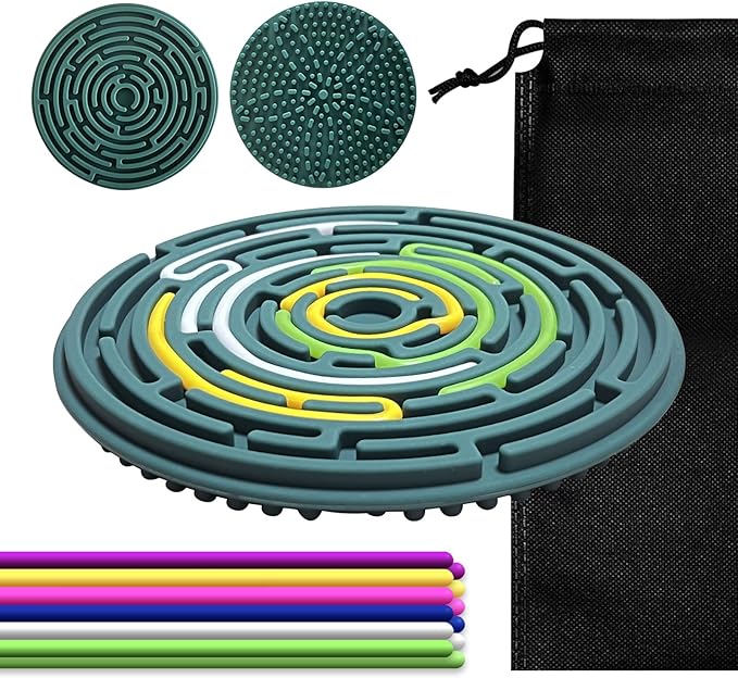 Sensory Activity Board for Kids 3 & Adults: Silicone Fidget Toys for ADHD & Autism, Calming Stress Anxiety, with Travel Bag & 12 Strings