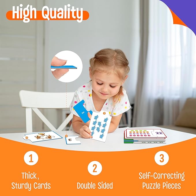 1-30 Number Puzzle Games, 60 Double-Sided Self-Correcting Math Game, Early Learning Educational Toy for Beginner Preschool Toddlers