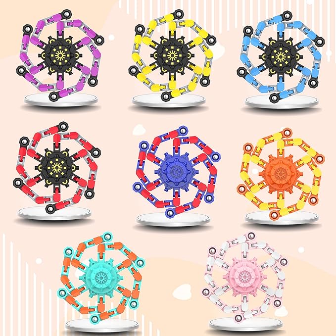 Transformable Fidget Spinners,Funny Stress Relief Sensory Fidget Toys,Deformable Chain DIY Robot Fingertip Gyros Toys Birthday Party Favors Easter Basket Stocking Stuffers for Kids and Adults (16PC)