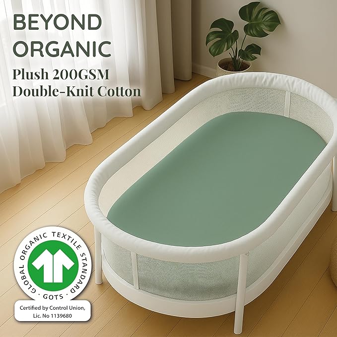 SNOO Compatible GOTS Organic Bassinet Sheets - Aegean Heritage Turkish Cotton 200 GSM - Feel The Quality at First Touch - Halo Bassinet / 100% Cotton SNOO Smart Sleeper Mattress (2 Pack) Boy & Girl