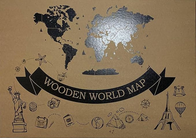 Wooden World Map 3D Art Large Wall Decor - Size (M & L & XL) Any Occasion Gift Idea - Wall Art For Home & Kitchen or Office (CALIFORNIA, 63,00" x 33,46")