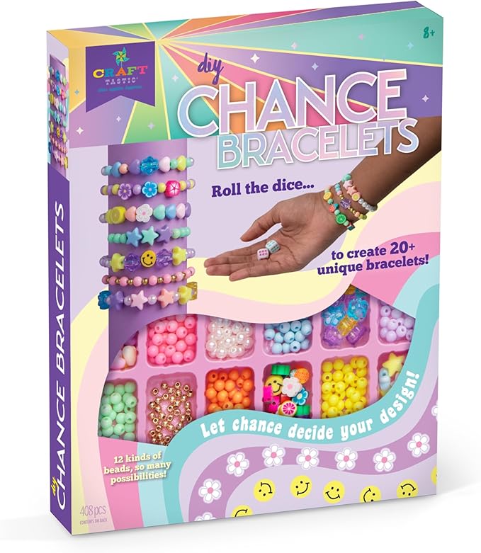 Craft-tastic - DIY Chance Bracelets - Friendship Jewelry Bracelet Making Craft Kit with a Spinner and Dice - for Girls and Kids Ages 8, 9, 10, 11 and Up