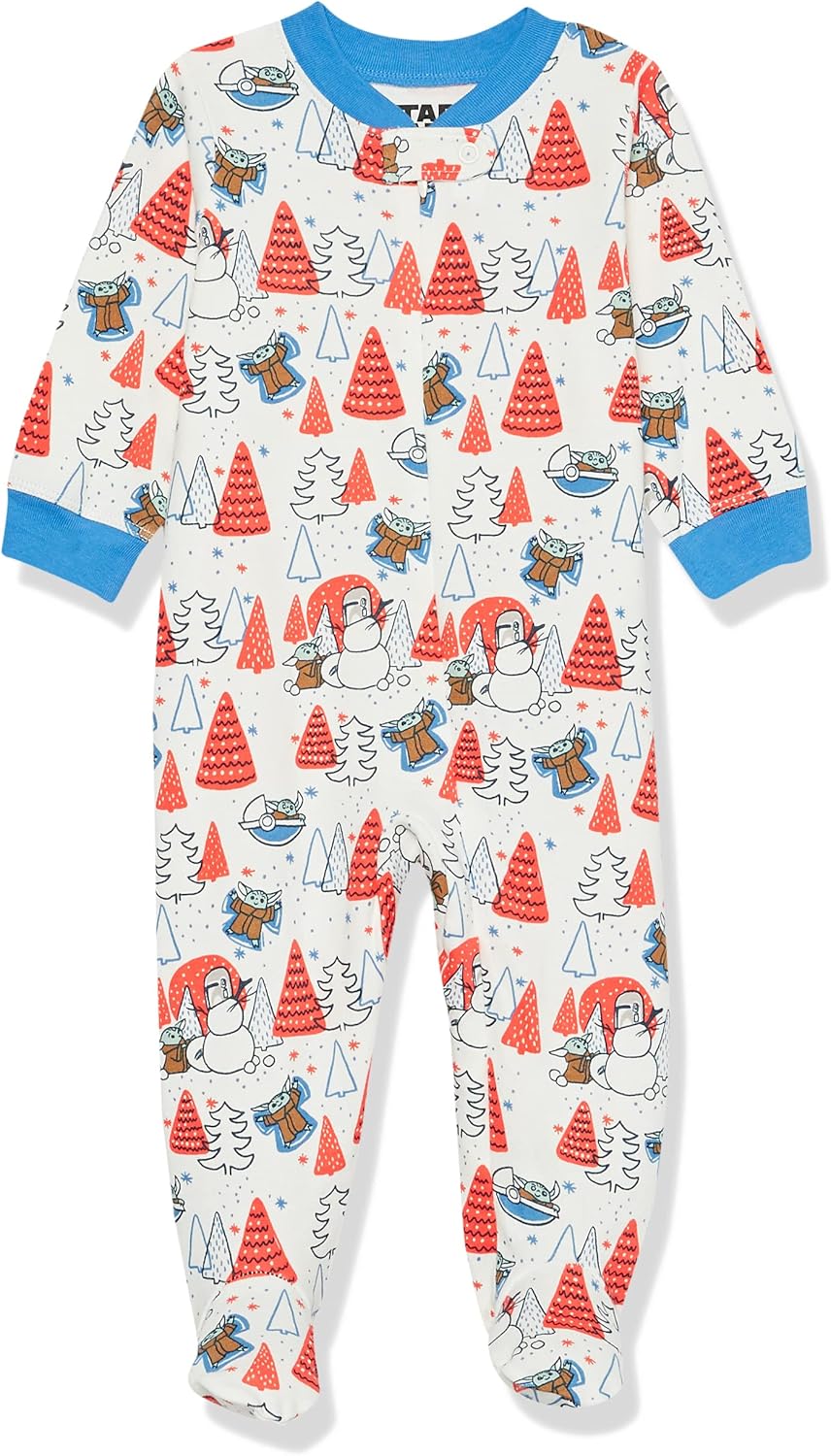 Amazon Essentials Disney | Marvel | Star Wars Unisex Babies' and Toddlers' Snug-Fit Cotton Footed Pajamas, Multipacks
