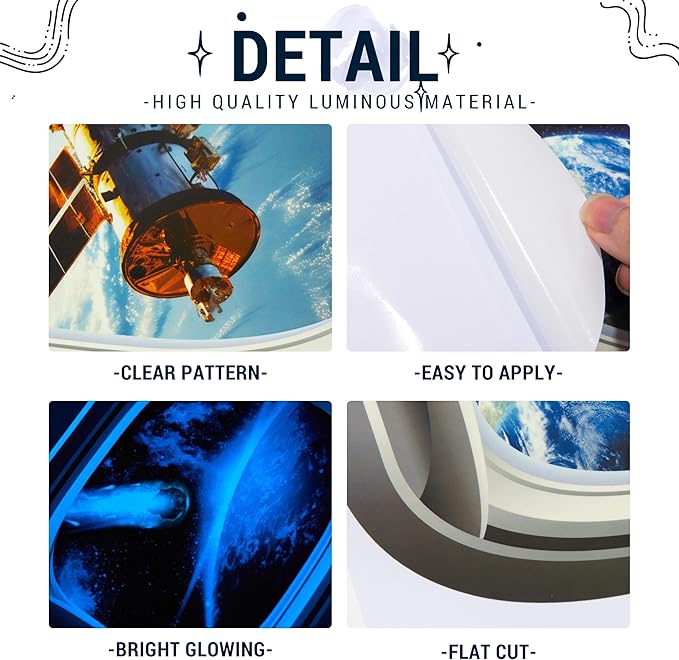 Glow in The Dark 3D Space Wall Decals, Set of 3 Galaxy Window Stickers for Wall, Space Themed Room Decor for Kids Boys (Blue)