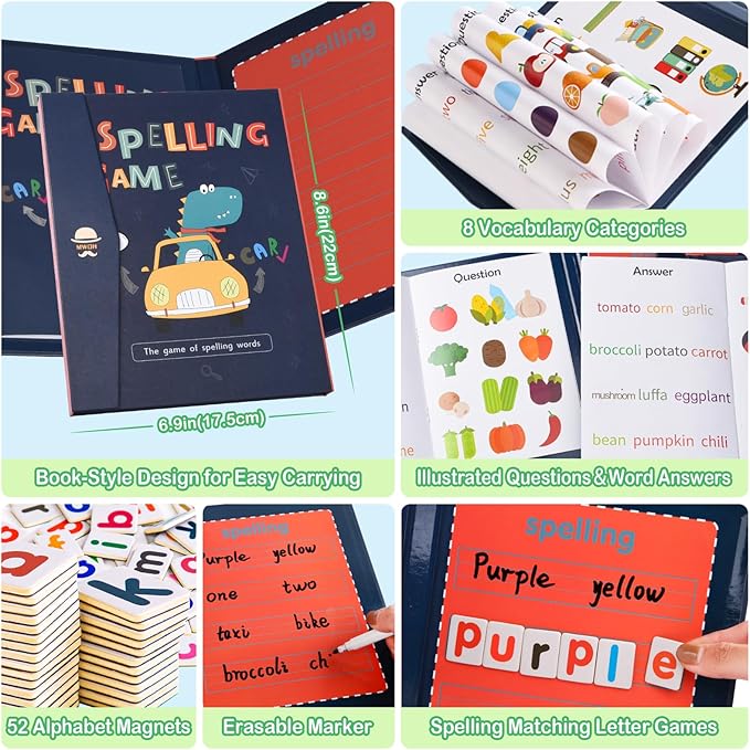 Montessori Magnetic Maze, Alphabet Learning Busy Board for Toddlers 2-4, Wooden Puzzle Educational Toys with Magnetic Letters