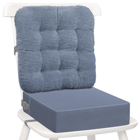 Booster Seat for Kitchen Chair - 2Pcs Toddler Booster Seat for Dining Table Adjustable Safety Belts & Non-Slip Bottom, PU Waterproof Easy Cleaning Booster Chair Cushion