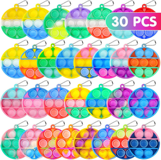 Pop Fidget Toys Bulk Its Party Favors for Kids 4-8 8-12 30 Pack Mini Pop Keychain It Fidgets for Kids Toys Classroom Prizes Easter Basket Stuffers for Toddler Sensory Toys Birthday Goodie Bag Stuffers