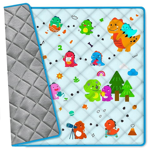 50" X 50" Baby Play Mats for Floor,Thick Soft Playpen Mat,Foldable Washable Crawling Mat, Non-Slip Cushioned Baby Mats for Infants Babies Toddlers,Kids Playmats Tummy Time Activity (Dinosaur)