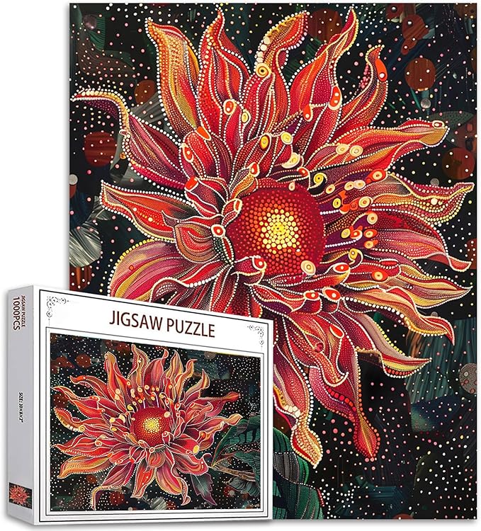 1000 Piece Jigsaw Puzzles for Adults Dahlia Flower Painting Jigsaw Puzzle Floral Patrern 1000 Pieces Puzzles for Challenging Family Activity Game Happy Musical Art Wall Decor DIY Puzzle Gifts
