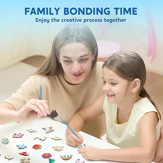 JOYIN 12 pcs Fantasy Wooden Magnets, Kids Unicorn Painting Craft, Spring and Rainy Day Activities School Art Projects, Toys for Kids Aged 3+ Birthday Easter