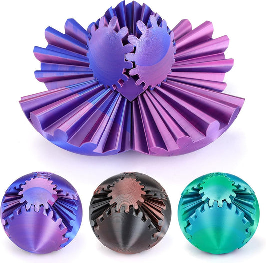 Gear Ball - 3D Printed Gear Ball Spin Ball or Cube Fidget Toy, Gear Sphere, Gear Ball Gearball Fidget Toy, Stress Ball, GearSphere Desk Toy, Fidget Ball, Gear Toy for Stress and Anxiety Relaxing