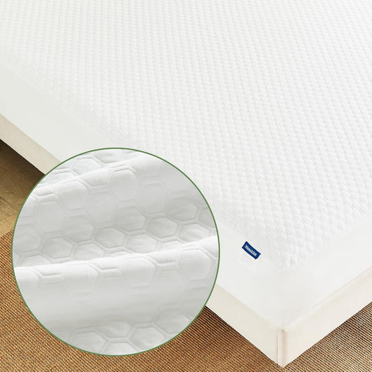 Premium Tencel Queen Mattress Protector in White, Natural and Skin Soft, Enjoy Our Waterproof Mattress Cover Fitted with A Deep Pocket, Hypoallergenic, Breathable, Noiseless and Absorbent