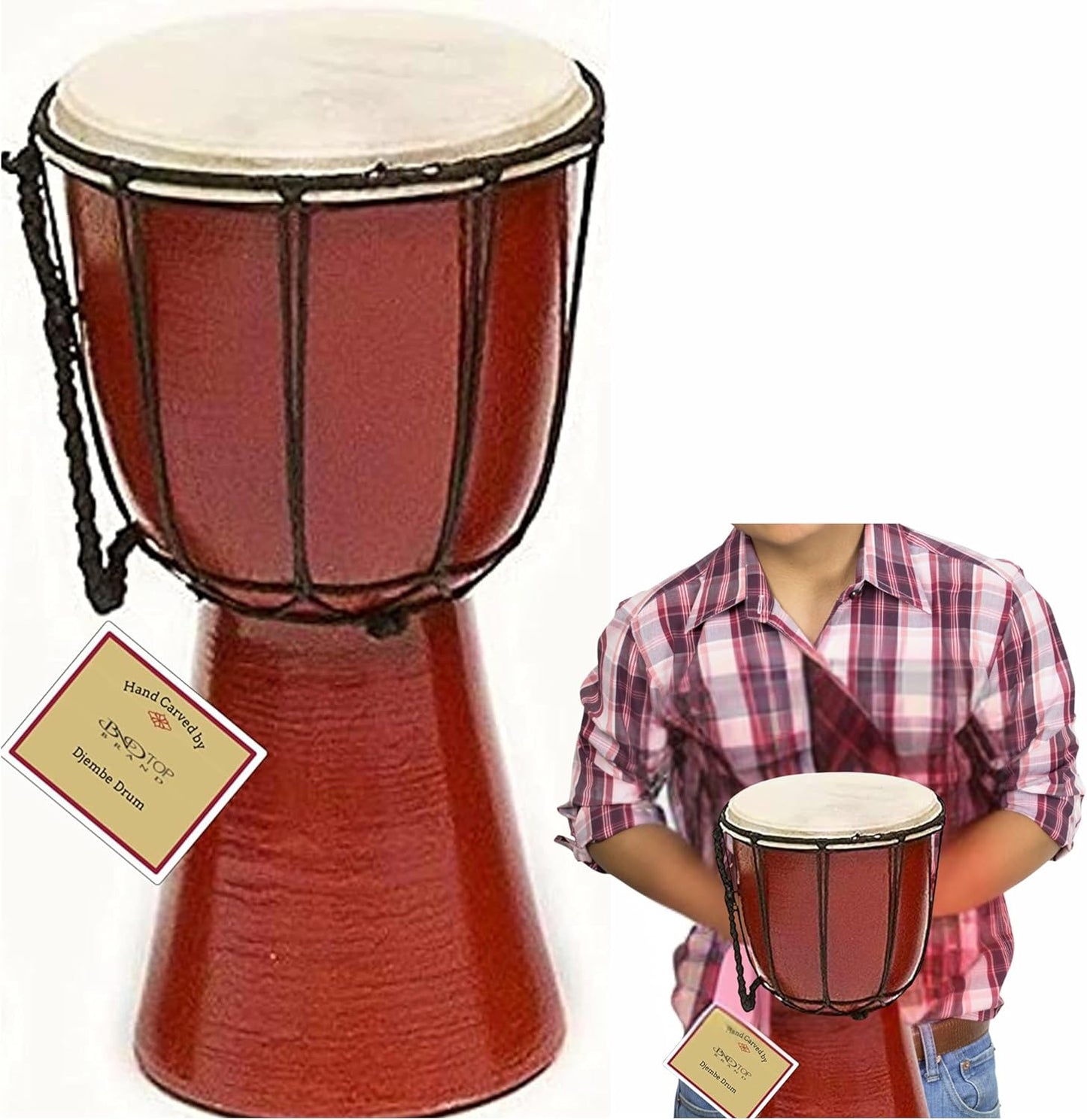 Drum Djembe is a Rope goat skin Covered Goblet African Drum Played by Hands West Africa style jembe for drums circle and more (6x12)