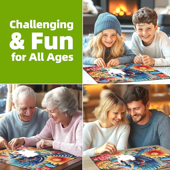 1000 Piece Jigsaw Puzzle for Adults - Colorful Floral & Blue Jay Art Puzzle, 27.5x19.7 Inches Challenging Adult Puzzles for Relaxation, Home Decor & Gift
