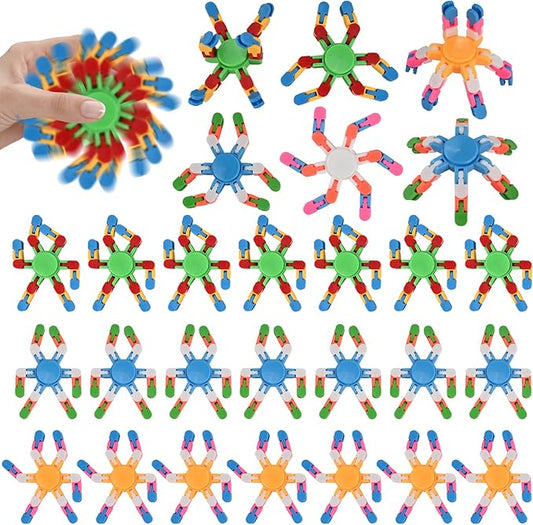 GOLDGE 28Pcs Transformable Fidget Spinners – Deformable Chain DIY Robot Toys, Stress Relief Sensory Gyro for Kids & Adults, Perfect Easter Basket Stuffers & Stocking Fillers