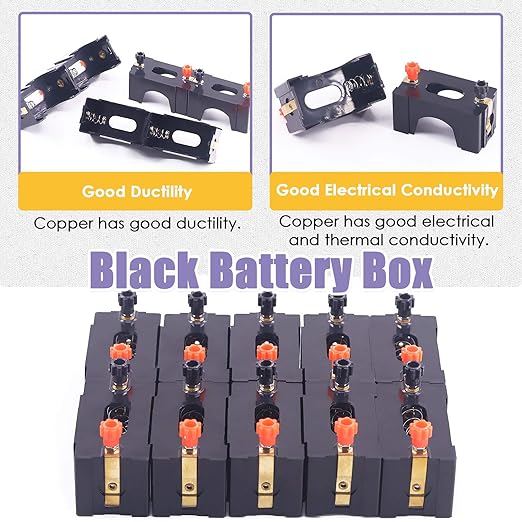 Swpeet 10Pcs Series or Parallel D Battery Holder Kit, Perfect for Physics Laboratory, School Electronic Experimenting, Great for Demos Teaching Basic Principles of Electricity