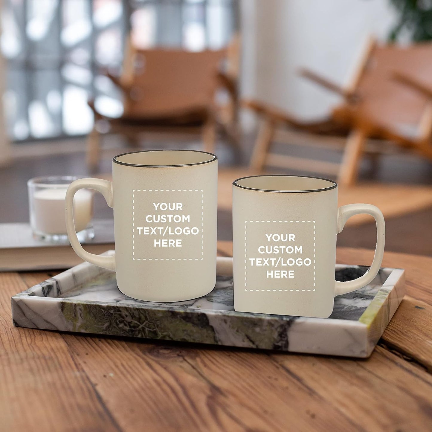 Custom El Grande Matte Ceramic Mugs 20 oz. Set of 72, Personalized Bulk Pack - Perfect for Tea, Espresso, Cappuccino, Hot Cocoa - Beige