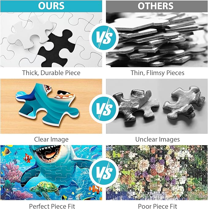 100 Piece Puzzles for Kids Ages 4-8 - Grinning Shark Marine Life - Jigsaw Puzzles for Kids Ages 3-5 6-8 8-10 Year Old Colorful Undersea World Puzzles for Boys and Girls Educational Learning Toys