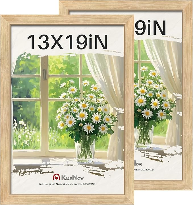 13x19 Picture Frame set of 2, Natural Oak Wood Poster Frame, Wall Hanging