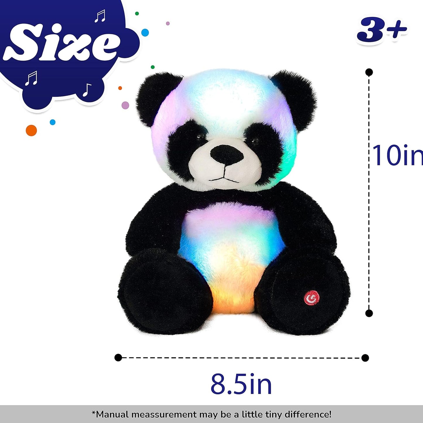 Cuteoy Glowing LED Panda Light-up Nightlight Toys Musical Plush Stuffed Animal Soft Singing Lullabies Birthday Christmas Plushies Gifts for Kids Boys Girls,10"