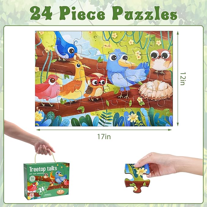 Jumbo Floor Puzzle for Kids,Large Jigsaw Puzzles 24 Piece for Kids Ages 3-5 (Treetop Talks)