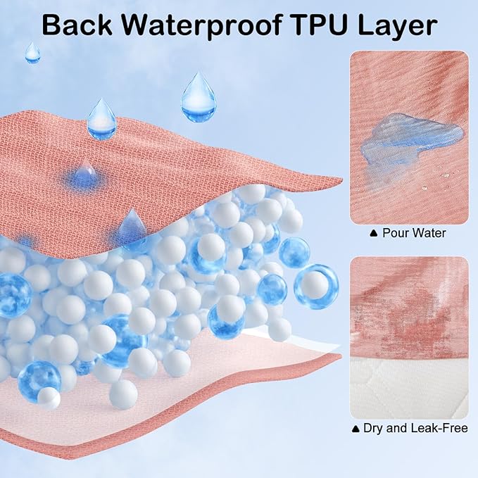 Baby Bassinet Sheets TPU Waterproof 2 Pack Soft Muslin Bedside Bassinet Mattress Sheets with Bottom Elastic Band for Baby Boy Girls Unisex Fit Hourglass Oval and Rectangle, Pink Beige