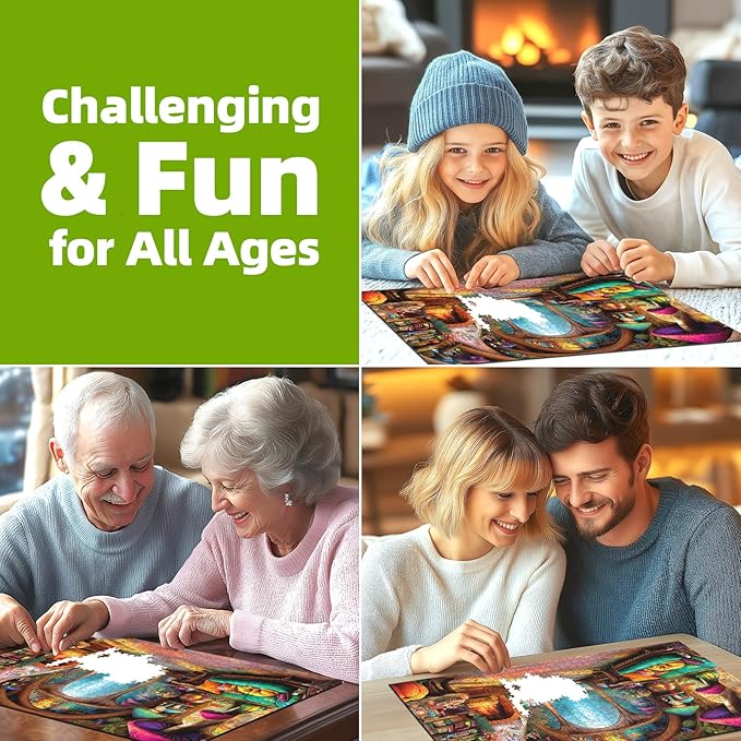 1000 Piece Jigsaw Puzzle for Adults - Fantasy Fairy Tale Cottage with Enchanted Forest, 27.5x19.7 Inches Unique Challenging Adult Puzzle for Relaxation & Home Decor