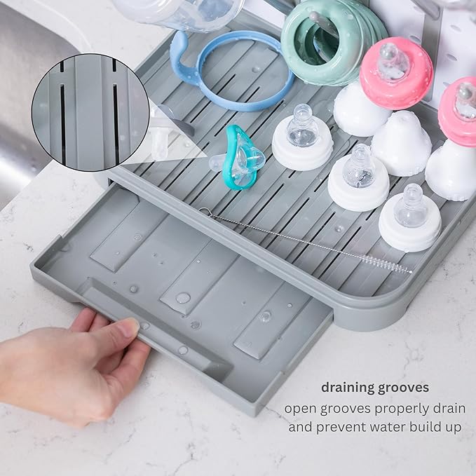 Baby Bottle Drying Rack – Large Vertical Bottle Dryer for 15 Bottles, Space-Saving Countertop Rack for Baby Bottles & Accessories, Compact Holder for Newborn Essentials