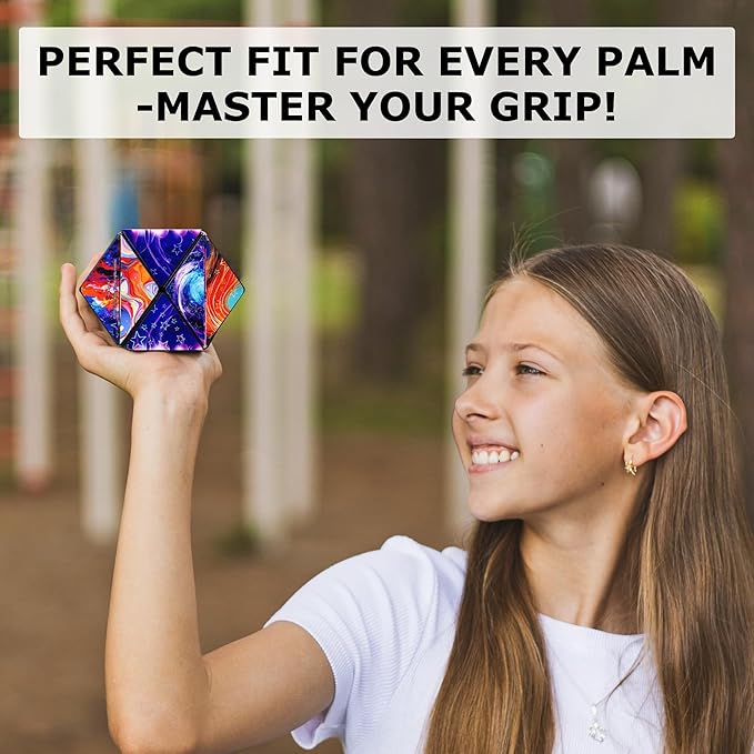 SHASHIBO Shape Shifting Box - Award-Winning Fidget Toy w/ 36 Rare Earth Magnets - Fidget Cube Transforms Into Over 70 Shapes, Sensory Toy Gift for Kids, Teens, and Adults (Cosmos)