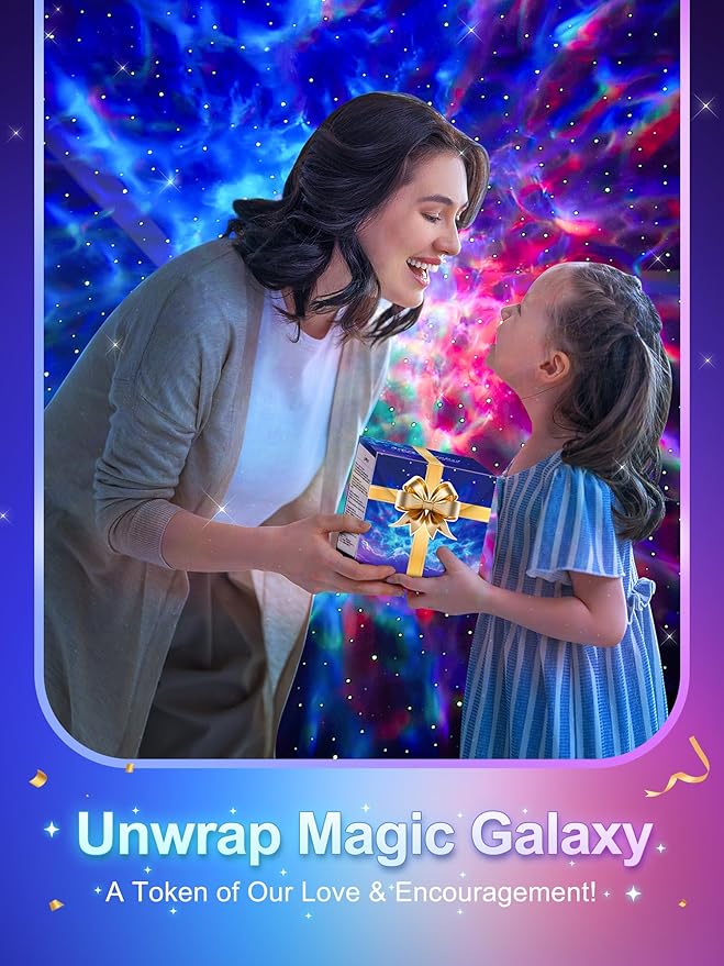 【Gift Package & Birthday Gift】 15 Colors/ 360 Lighting Modes /15 White Noise/Bluetooth Speaker Galaxy Projector Nebula Projector, Galaxy Lights for Bedroom, Gifts Room Decor for Teen Girls Boys