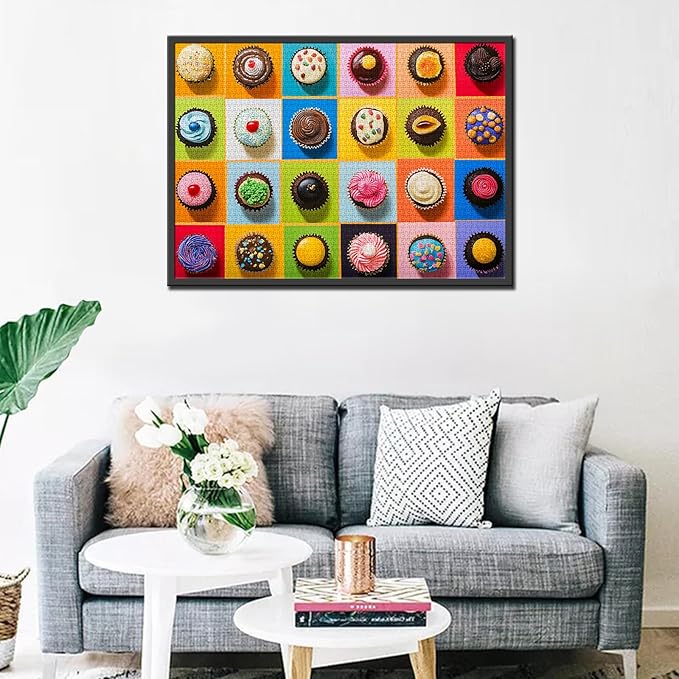 1000 Piece Jigsaw Puzzles for Adults Colorful Cute Cupcakes Jigsaw Puzzle Flower 1000 Pieces Puzzles Game Sweet Donut Dessert Wall Decor DIY Craft Puzzle Different Decorations Cupcakes Art