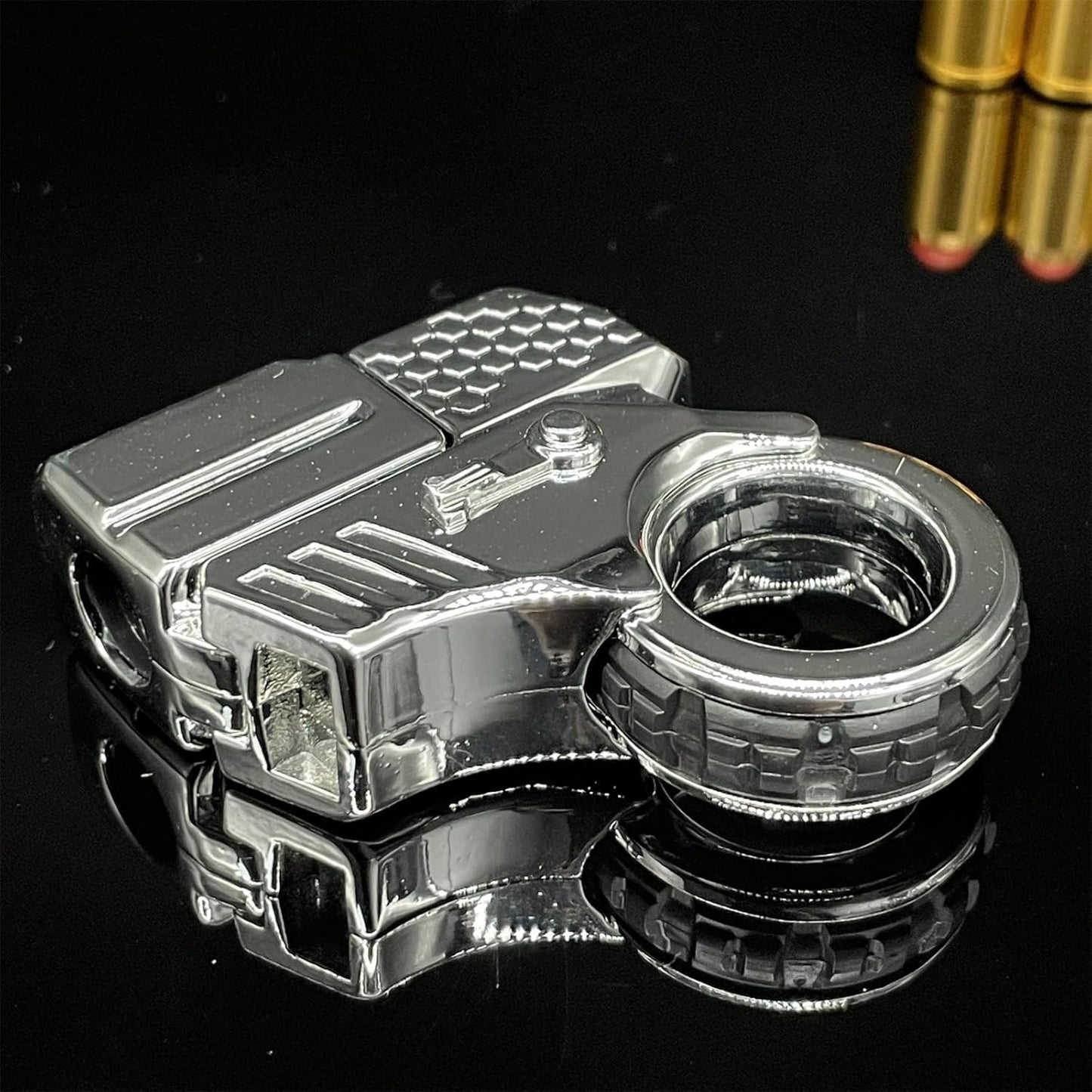 Alloy Gun Shape Fidget Ring EDC Fidget Spinner Metal Hand Spinner Adult Fidget Toys ADHD Tool Anxiety Stress Relief Toys Office Desk Toys (Silver)