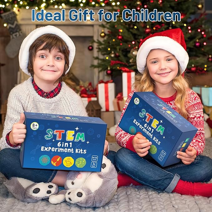6 in 1 STEM Science Kits for Kids 8-12 5-7, Wood Craft Kit for Boys Age 8-10, Science 3D Puzzles Projects, Educational Craft Building Toys, Christmas Birthday Gifts for Girls Boys 6-13 Years Old