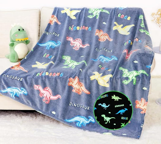 Dinosaur Gifts Toys for Boys - Glow in The Dark Blanket Birthday Christmas Easter Dinosaurs Gift for Kids Age 2 3 4 5 6 7 8 9 10 12 Year Old Boy