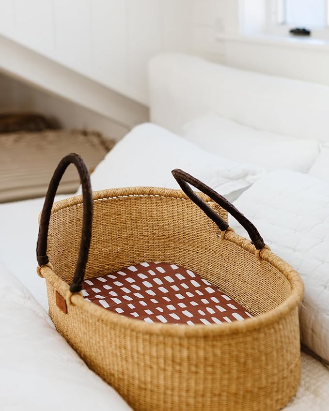 Baby Bassinet Sheets for Boy, Girl (Safari Adventures) 2-Pack - Fitted Bedside Bassinet Sheets - Buttery Soft Cotton Blend for Standard Mattress Pad - Compatible with Halo BassiNest