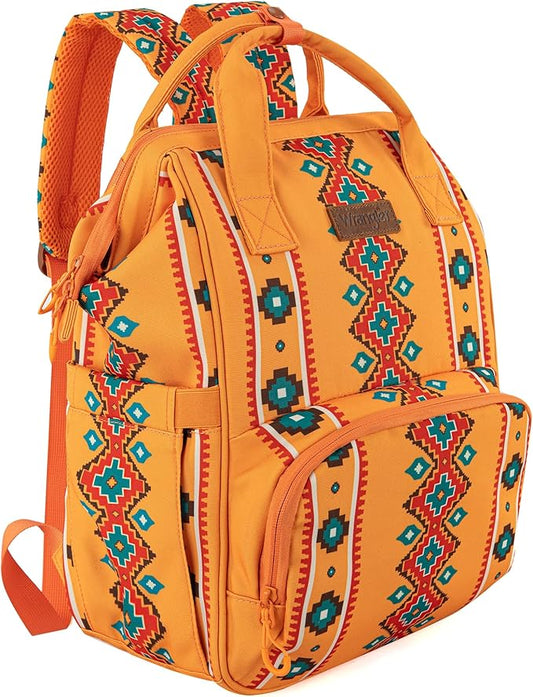 Wrangler Aztec Backpack Organized Daypack Travel Baby Bag with Stroller Strap and Side Bottle Pockets WG2204-9110MST