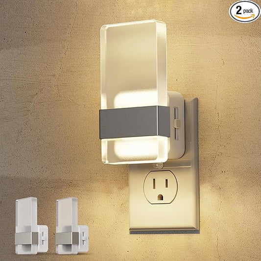 L LOHAS LED Night Light, Night Lights Plug Into Wall [2 Pack], Dusk-to-Dawn Sensor Decorative Night Light, 0-100LM Dimmable Nightlights, Wall Sconce-Style Acrylic Nitelight for Bathroom, Hallway,Gift
