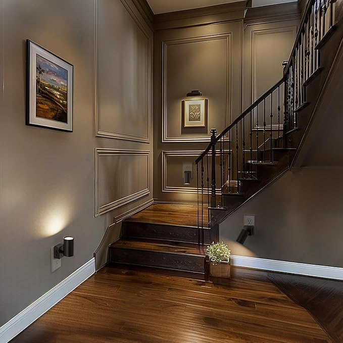 Briignite Night Lights Plug into Wall, 320° Rotation Plug in Night Light, Dusk to Dawn Nightlight, Dimmable Soft White 1W Led Night Light for Bedroom, Spot Light, Kids Room, Stair