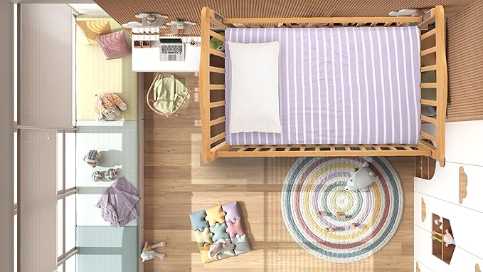 5 Pack Organic Bedside Bassinet Sheets Compatible with Mika Micky, Baby Delight, Dream On Me, AMKE and Other Bassinet Mattress Pads Size Between 17-21 in Width, 29-33 in Length, and 1.5-4 in Thick