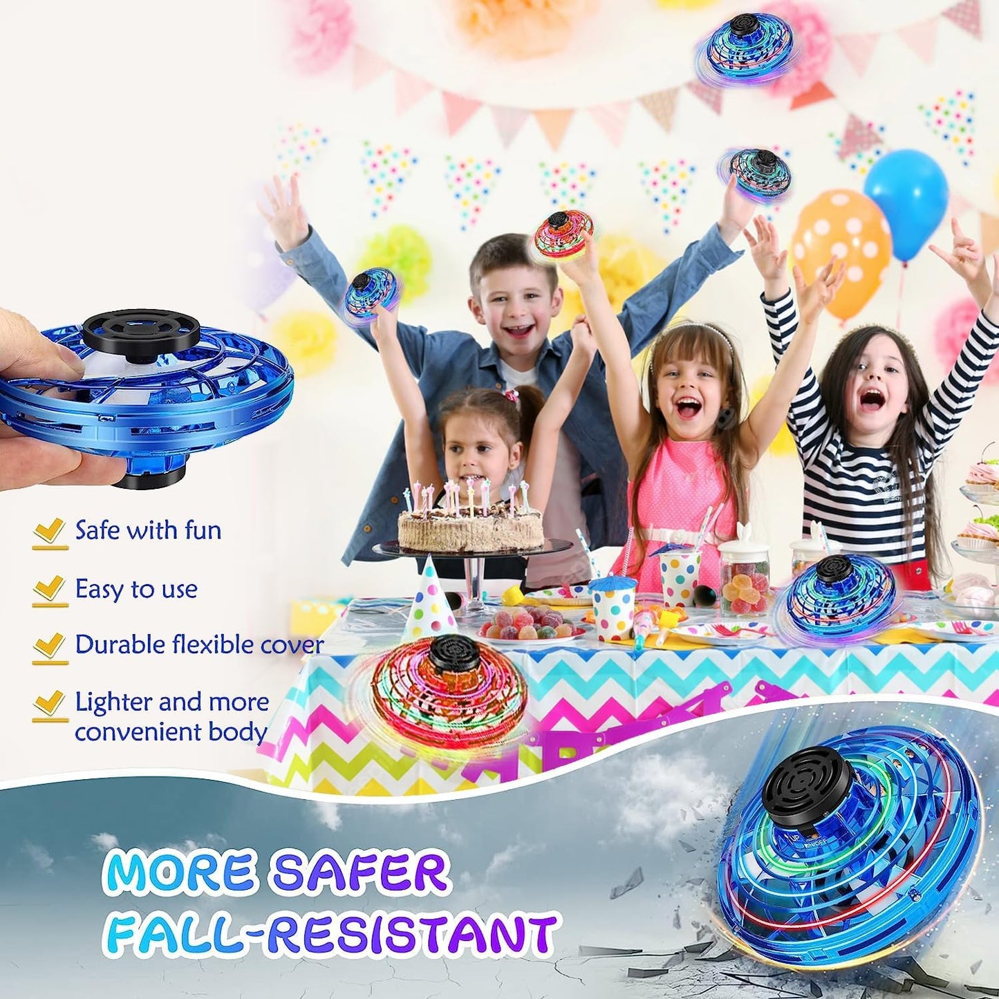 Flying I Fly Spinner, Fidget Spinner Flying Toys, Mini Fly UFO Hand Controlled Boomerang Drone, Cool Stuff Gadgets Gifts for Kids Boys Girls Teens 8 9 10+ Year Old Indoor Outdoor (Black)