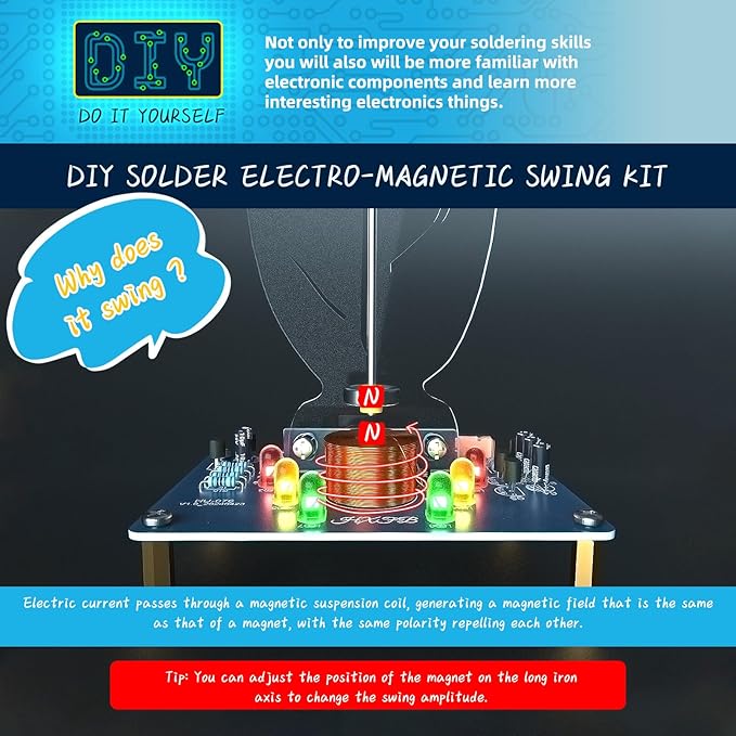 DIY Solder Electro-Magnetic Swing kit,DIY Soldering Projects Soldering Practice Kit DIY Radio Kit for Learning Teaching STEM Education Ideal Gift for Family and Friends