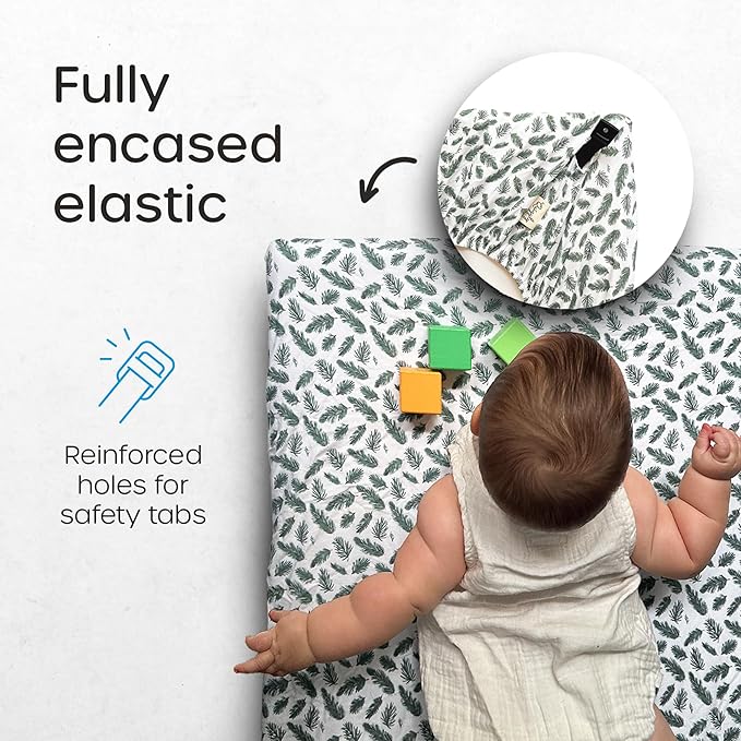 Quiggly Travel Crib Sheets for Guava Lotus, 2 Pack Organic Cotton Jersey Knit, Vibrant Forrest & Tree Patterns - Fits Travel Crib Mattresses for Boys & Girls