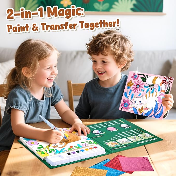 JoyCat Paint with Water Coloring Books, Art & Craft Activity, No Mess Art for Kids Ages 4-8, Craft Kits & Supplies, DIY Creative Activity, Presents for Girls & Boys (Animals)